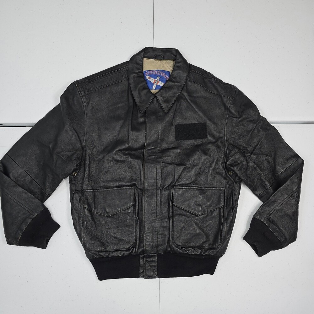 Vintage Airborne Men S A-2 G1 Military AF Style Flyers Bomber Leather Jacket  M2